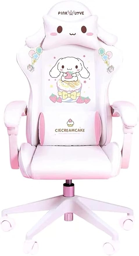 Silla de juegos para adultos, silla de juegos para niñas, lindo sillón de cuero para computadora, oficina, hogar, silla giratoria de elevación ajustable