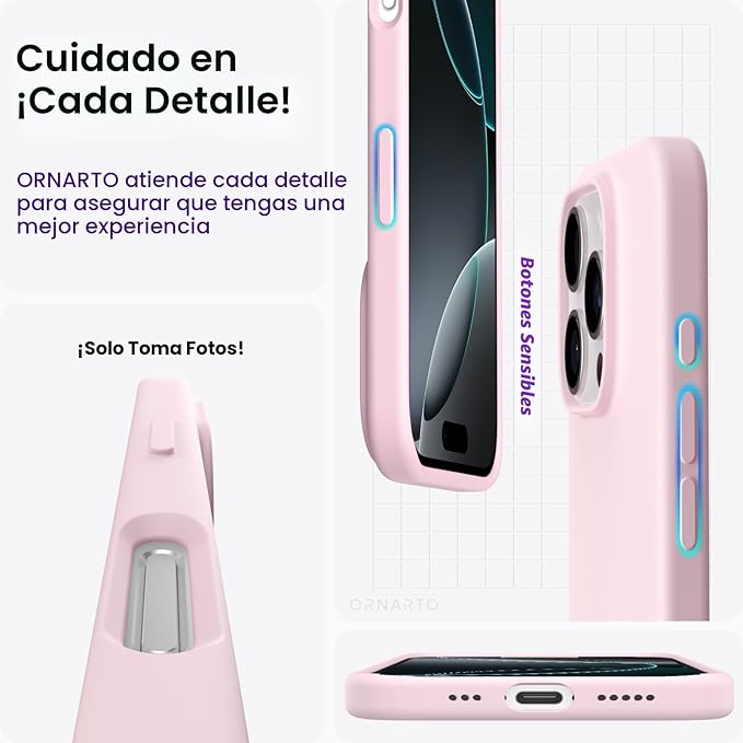 ORNARTO Funda compatible con iPhone 16 Pro de 6.3 pulgadas
