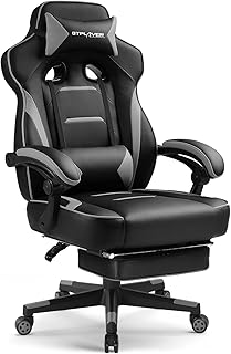 GTPLAYER Silla de juegos con reposapiés y cojín de resorte de bolsillo, silla ergonómica de escritorio de computadora con respaldo alto con reposacabezas y soporte lumbar para aliviar el dolor de