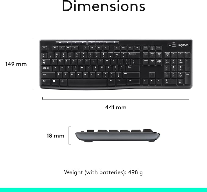 Logitech MK270 Combo de teclado y mouse inalámbricos de tama...