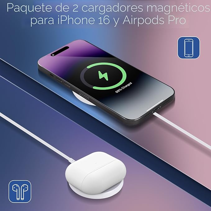 Cargador Inalámbrico Magnético para iPhone 16 15 Carga Inalá...