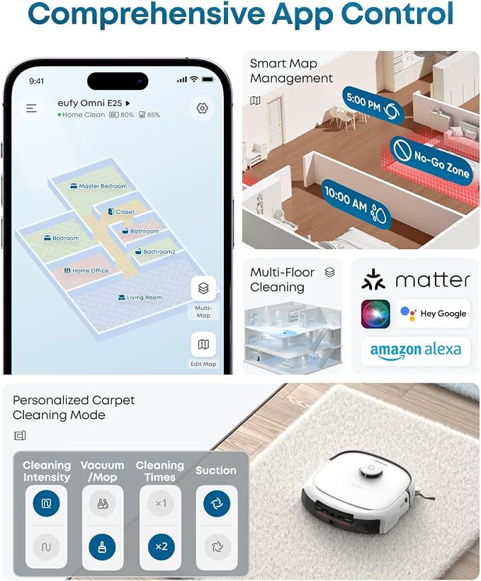 eufy E25 Robot Aspirador y trapeador para pelo de mascotas