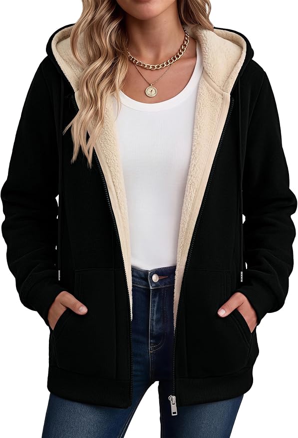 Zeagoo Chaqueta de forro polar Sherpa para mujer
