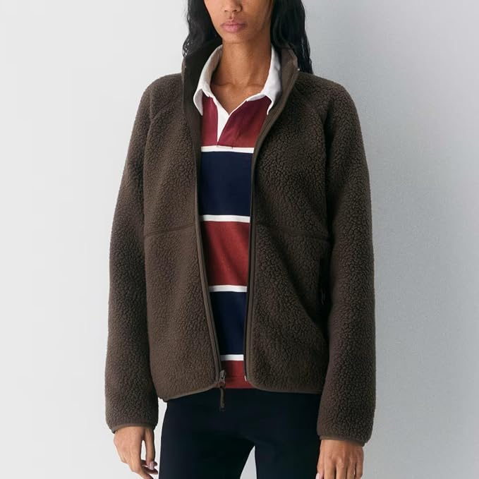 Chaqueta de Forro Polar Mullido para Mujer Otoño Invierno Cá...