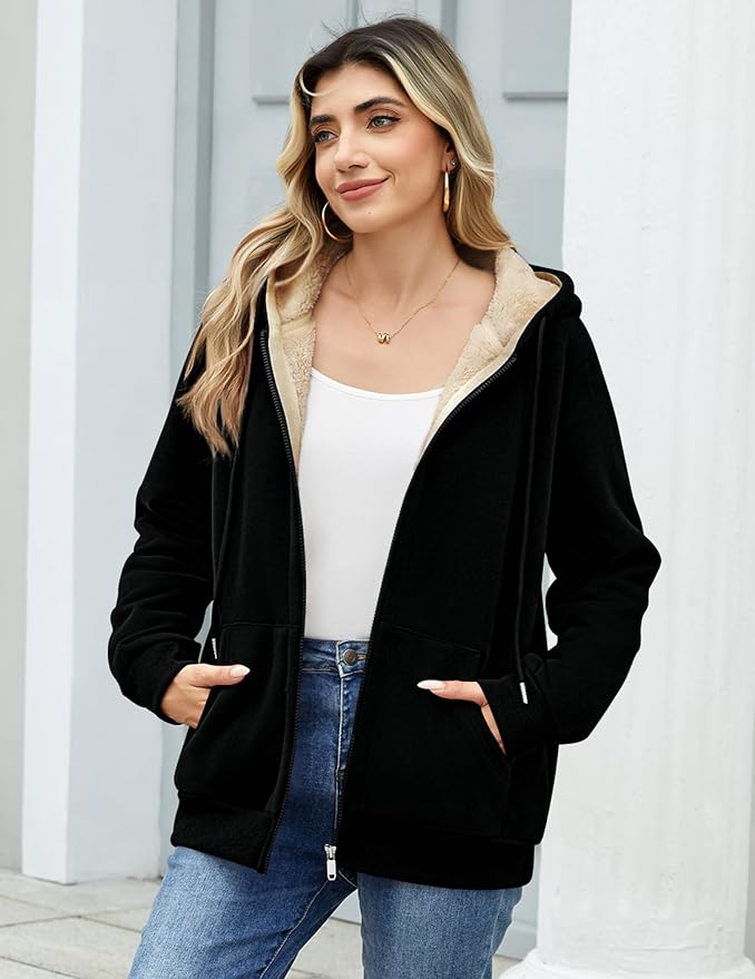 Zeagoo Chaqueta de forro polar Sherpa para mujer