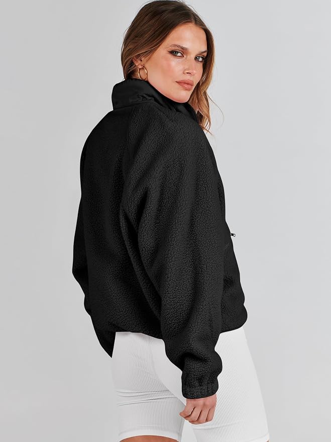 ANRABESS Chaqueta de forro polar mullido para mujer de otoño