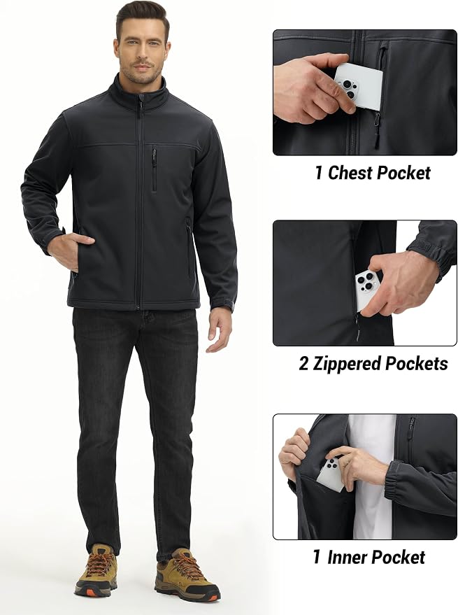 TACVASEN Chaqueta Softshell ligera para hombre