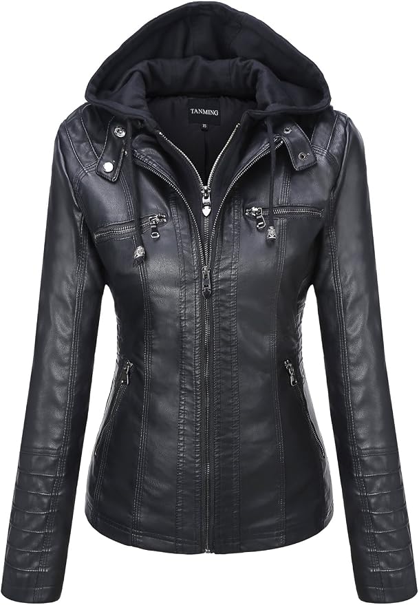 Tanming Chaqueta de piel sintética con capucha