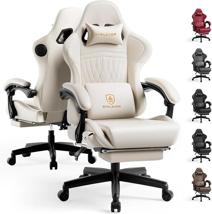 GTPLAYER ACE-PRO Sillas de Juego con Música – Altavoces Integrados, Soporte de Aplicación y Control Bluetooth, Sillas de Juego para Computadora con Reposapiés para Adultos, Silla Ergonómica Reclinable