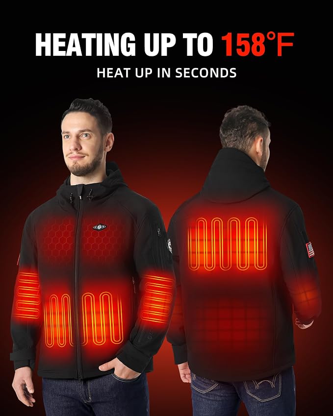 WASOTO Chaquetas térmicas para hombre con batería de 18400 m...