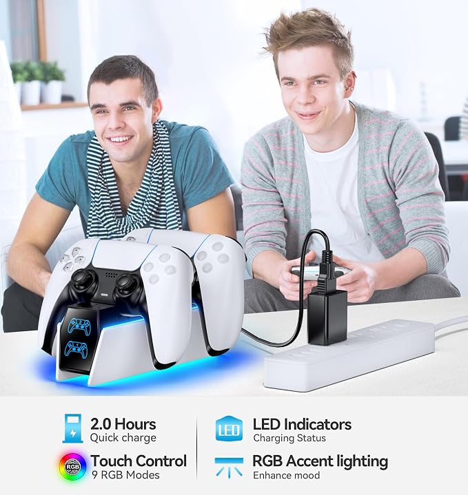 OIVO Cargador de controlador PS5 con adaptador de CA de carg...