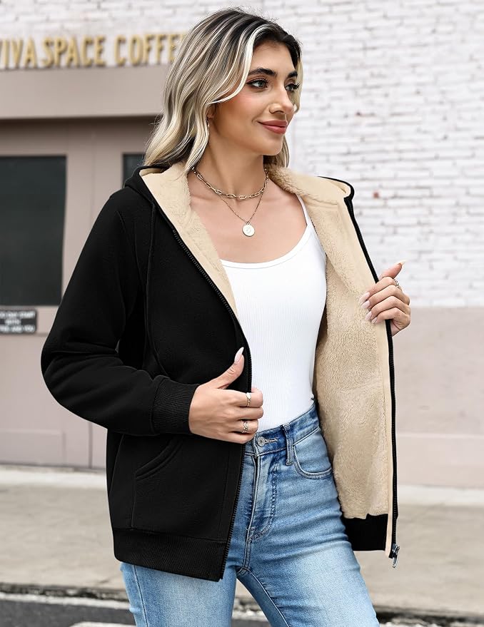Zeagoo Chaqueta de forro polar Sherpa para mujer