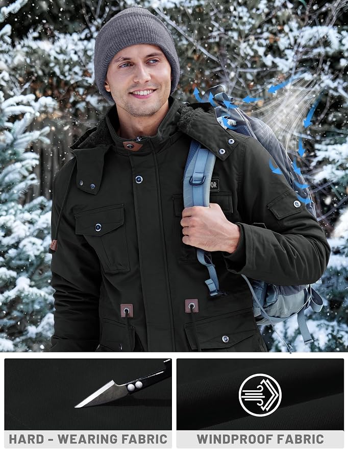 TACVASEN Chaqueta de Invierno para Hombre de Algodón Estilo...