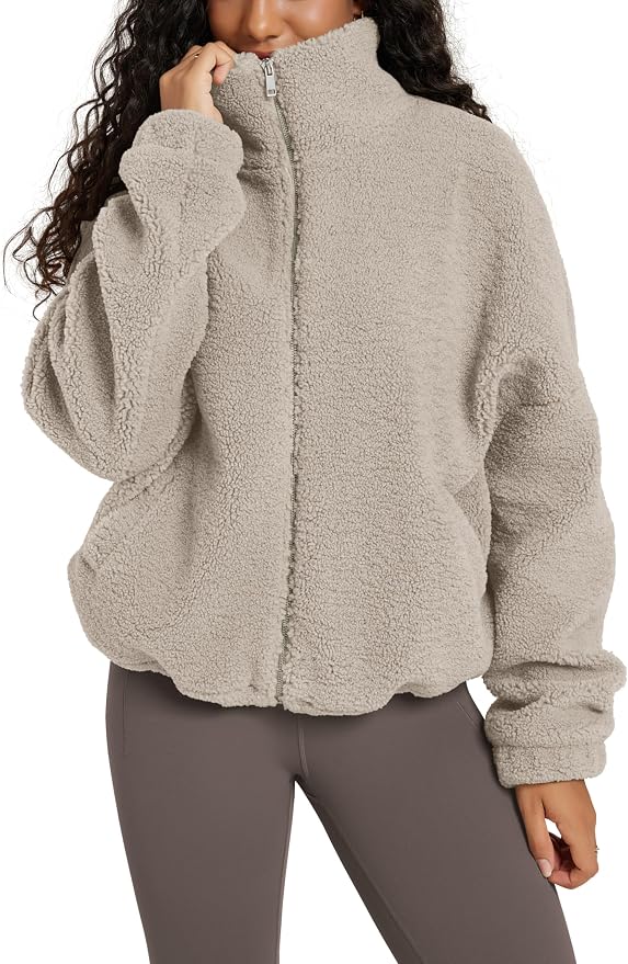 ODODOS Chaqueta de Forro Polar Sherpa con Cremallera Complet...