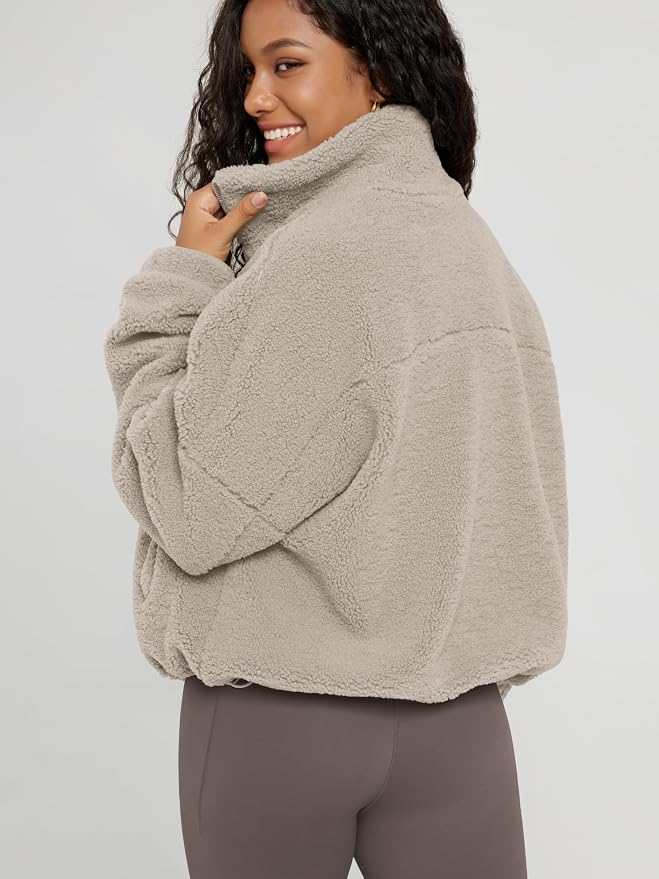 ODODOS Chaqueta de Forro Polar Sherpa con Cremallera Complet...