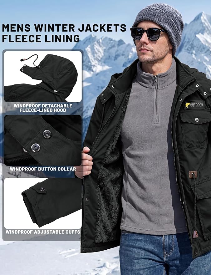 TACVASEN Chaqueta de Invierno para Hombre de Algodón Estilo...