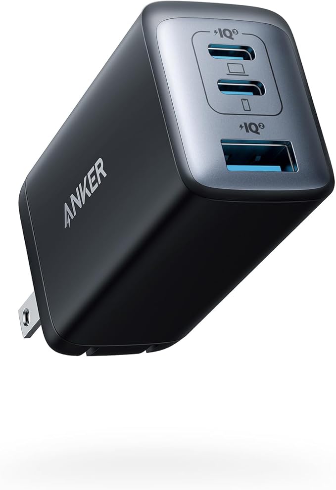 Anker Cargador de teléfono, 65 W, 3 puertos, rápido, plegable, USB C, cargador tipo C, carga rápida para MacBook Pro/Air, iPad Pro, Galaxy S20, Dell XPS 13, Note 20/10+, iPhone 17 Series y más