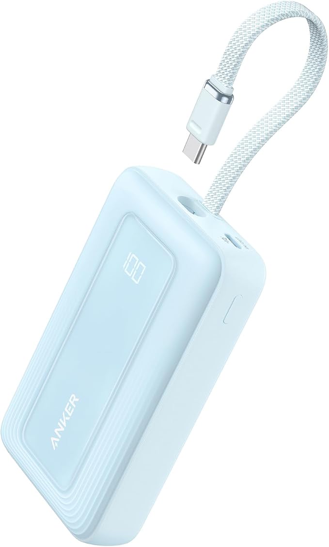 Anker Cargador portátil, banco de energía de 10,000 mAh 30 W, paquete de batería de carga rápida USB-C de entrada y salida, cargador de batería esencial de viaje, para iPhone 17/16/15, iPad, MacBook