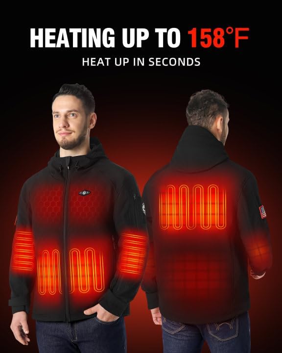 WASOTO Chaquetas térmicas para hombre con batería de 18400 m...