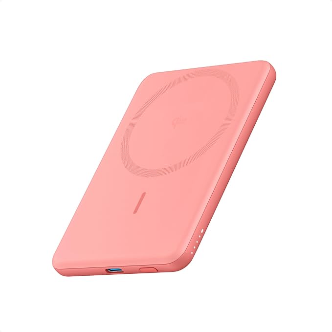 Anker MagGo Power Bank, Paquete de Batería Magnética Ultradelgada de 5,000 mAh, Cargador Portátil Compatible con MagSafe de 15 W Máximo Certificado Qi2, Diseño Ergonómico, para iPhone Air / 17/16