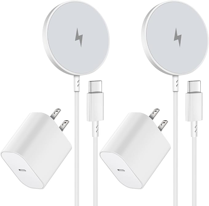 Cargador Inalámbrico Magnético para iPhone 16 15 Carga Inalámbrica, Cargador Mag-Safe Rápido Paquete de 2 de 6 Pies con Bloque de Carga USB C de Apple para iPhone 16 Pro Max/16Pro/15 Pro/16/15/14/13