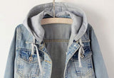 Chaqueta vaquera con capucha desmontable casual para mujer
