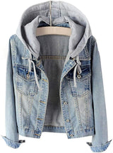 Chaqueta vaquera con capucha desmontable casual para mujer