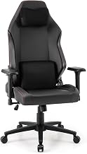 GIANTEX - Silla para videojuegos, silla de videojuegos con reposacabezas magnético y soporte lumbar, silla ergonómica para computadora con función de balanceo y reposabrazos 2D, silla giratoria de altura ajustable, color negro