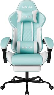 Sillas ergonómicas para videojuegos, silla de computadora para videojuegos, sillas de jugador para adultos, soporte lumbar de masaje, respaldo giratorio en altura ajustable y reposacabezas