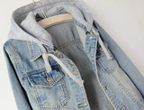 Chaqueta vaquera con capucha desmontable casual para mujer