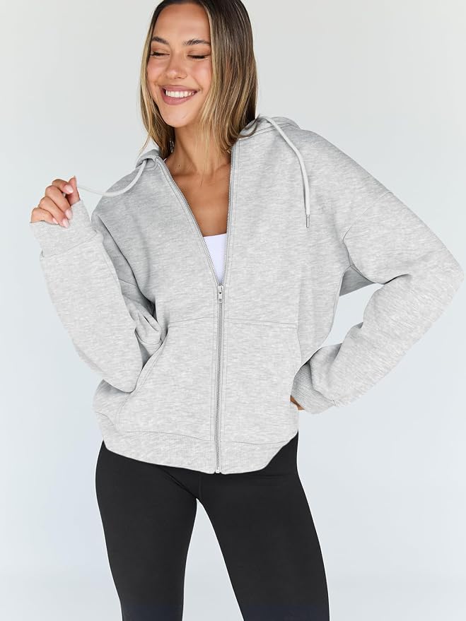 Trendy Queen Sudaderas de gran tamaño con cremallera para mu...