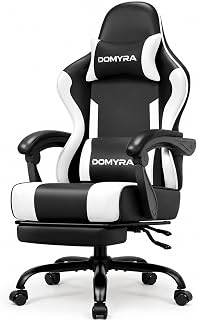 Gaming Chair Gamer Game Ergonomic with Footstool Lumbar Support Deep Black