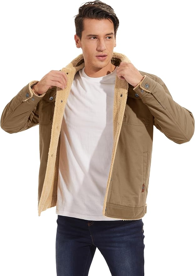 MAGCOMSEN Chaqueta de invierno para hombre con forro de sher...