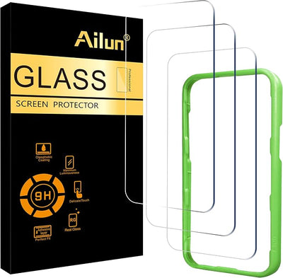 Ailun Paquete de 3 Protectores de Pantalla para iPhone 17 / iPhone 16 Pro [6.3 pulgadas] con Marco de Instalación, Compatible con Dynamic Island, Compatible con Fundas [No para iPhone16/16Plus/16Pro