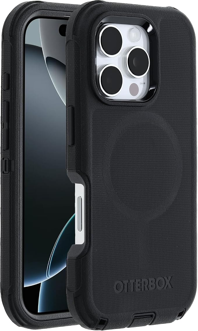 OtterBox Defender MagSafe - Funda para iPhone 16 Pro, color negro, estándar militar estadounidense MIL
