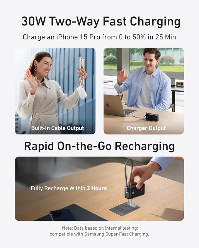 Anker Cargador portátil Nano 3 en 1 para iPhone