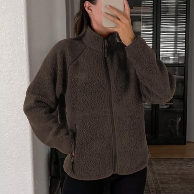 Chaqueta de Forro Polar Mullido para Mujer Otoño Invierno Cá...