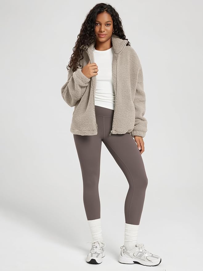 ODODOS Chaqueta de Forro Polar Sherpa con Cremallera Complet...