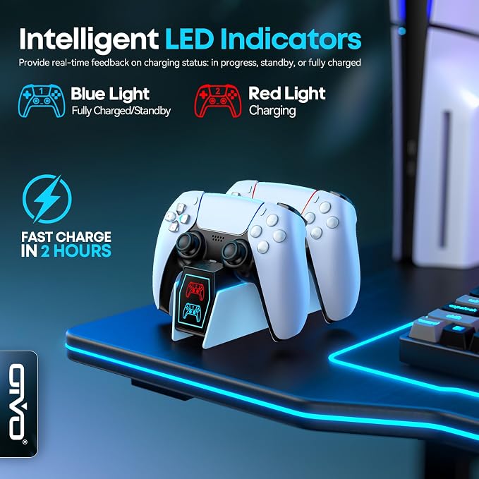 OIVO Cargador de controlador PS5 con adaptador de CA de carg...
