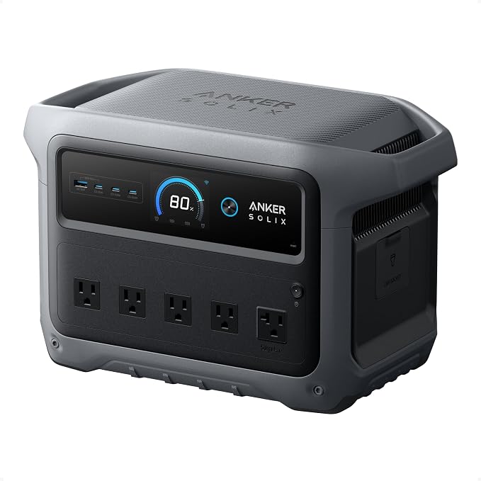 Anker SOLIX C1000 Gen 2 Estación de energía portátil, generador solar de 2,000 W (pico 3,000 W), carga completa en 49 minutos, batería LiFePO4 de 1,024 Wh para respaldo del hogar, cortes de energía y campamento (panel solar opcional)