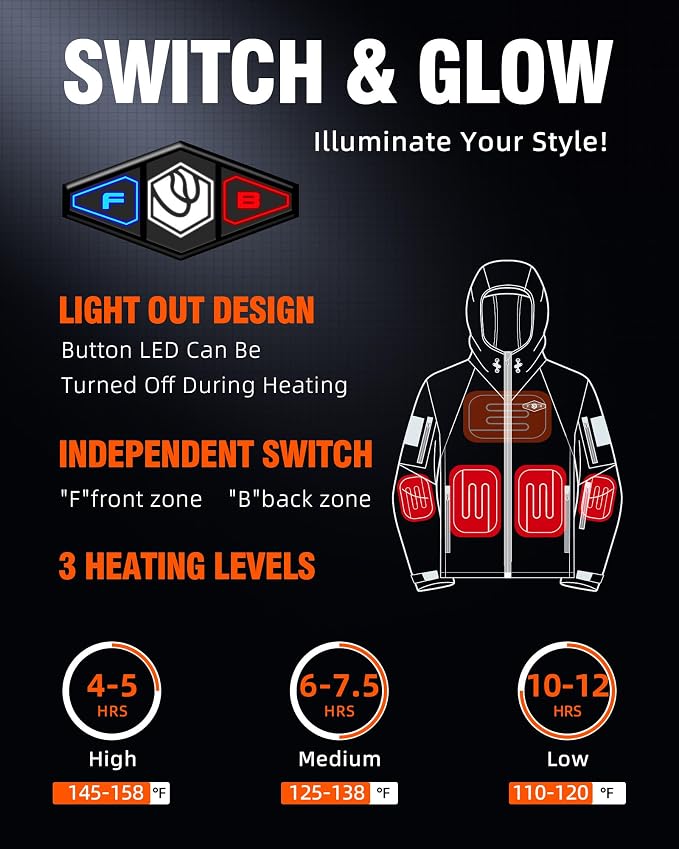 WASOTO Chaquetas térmicas para hombre con batería de 18400 m...