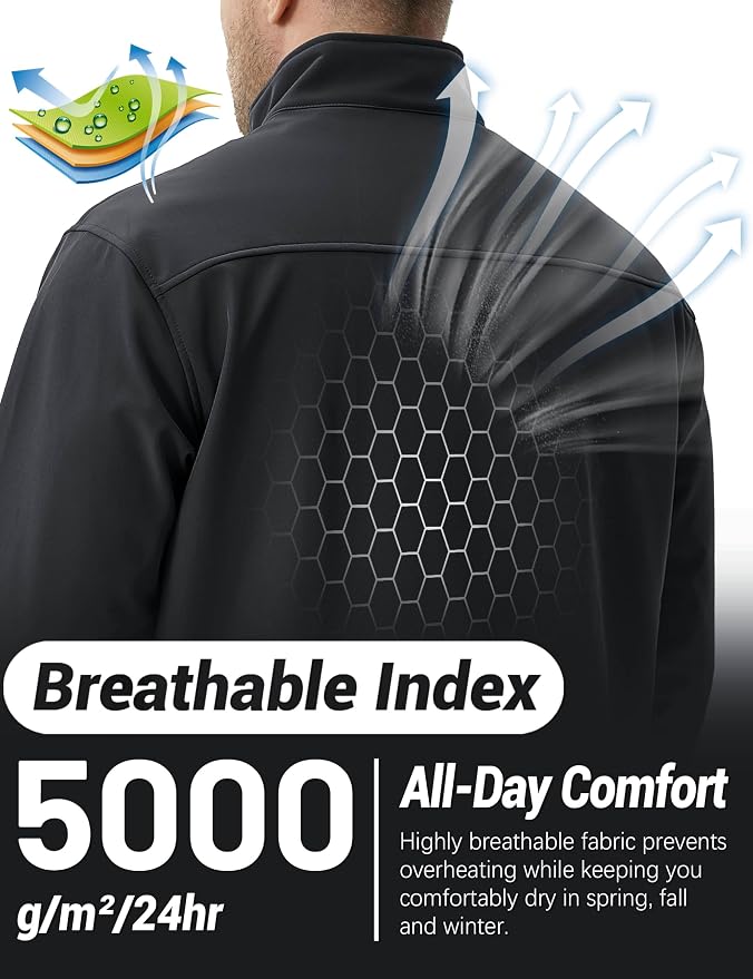TACVASEN Chaqueta Softshell ligera para hombre