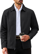 TACVASEN Men's Cotton Jacket Full Zip Up Work Jackets Turndo...