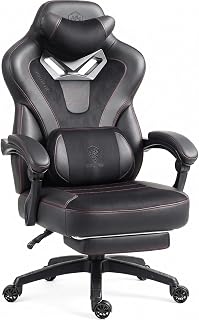 Dowinx Silla de juegos con reposapiés, silla de juegos grande y alta para personas pesadas, silla ergonómica para juegos para adultos, silla de juegos de computadora reclinable con soporte lumbar de