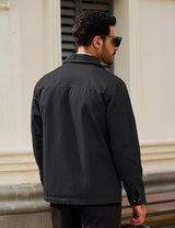 TACVASEN Men's Cotton Jacket Full Zip Up Work Jackets Turndo...