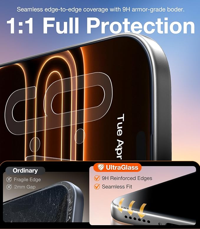 UltraGlass 9H+ Vidrio para iPhone 16 Pro Protector de pantal...