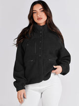 ANRABESS Chaqueta de forro polar mullido para mujer de otoño