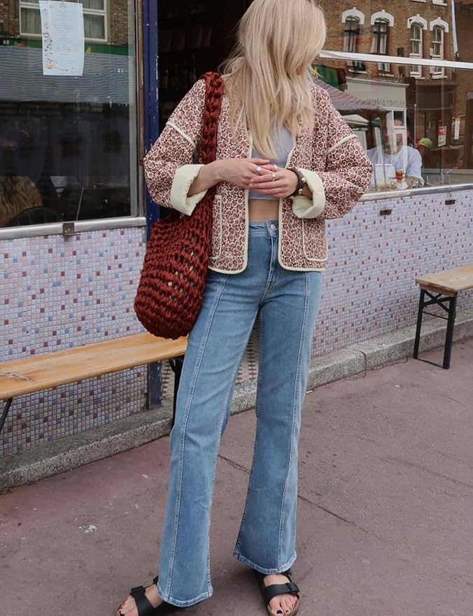 Chaqueta corta acolchada acolchada para mujer