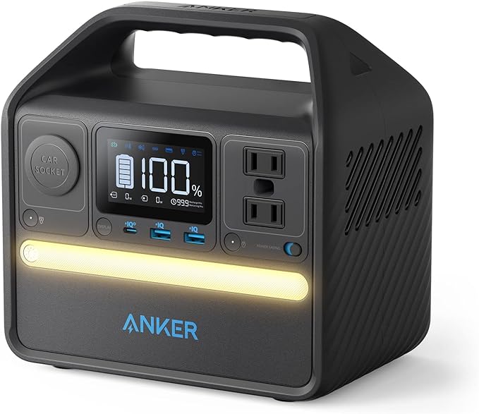 Estación de energía portátil Anker 521 mejorada con batería LiFePO4, PowerHouse de 256Wh y 6 puertos, generador solar de 300W (600W pico) (panel solar opcional), 2 tomas de CA, salida USB-C PD de 60W