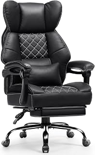 GTPLAYER Big&Tall Silla ergonómica para juegos, asiento de resorte ancho, reposabrazos de acoplamiento, color negro